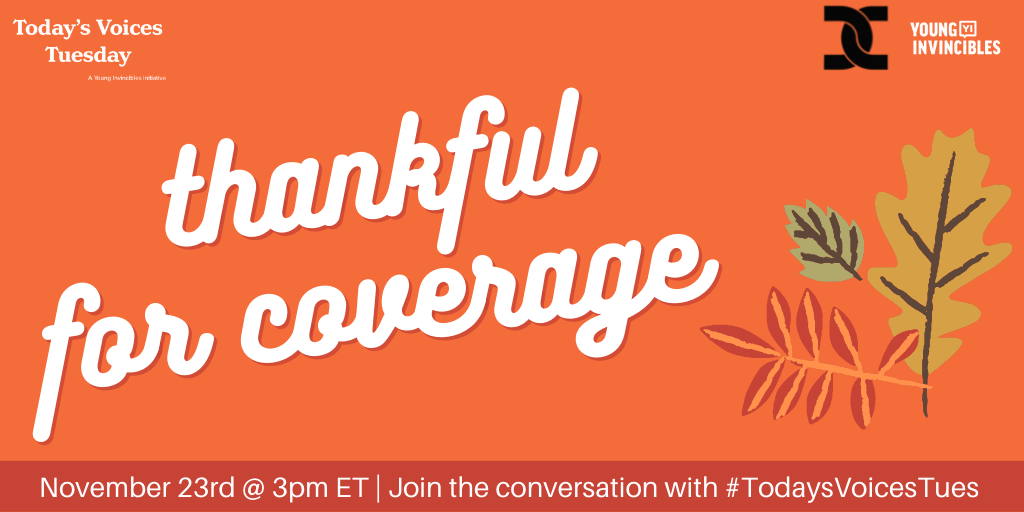 Graphic image with orange background and autumn leaves that says thankful for coverage and includes information on twitter chat with date/time and ways to follow as set forth in the prior paragraph.